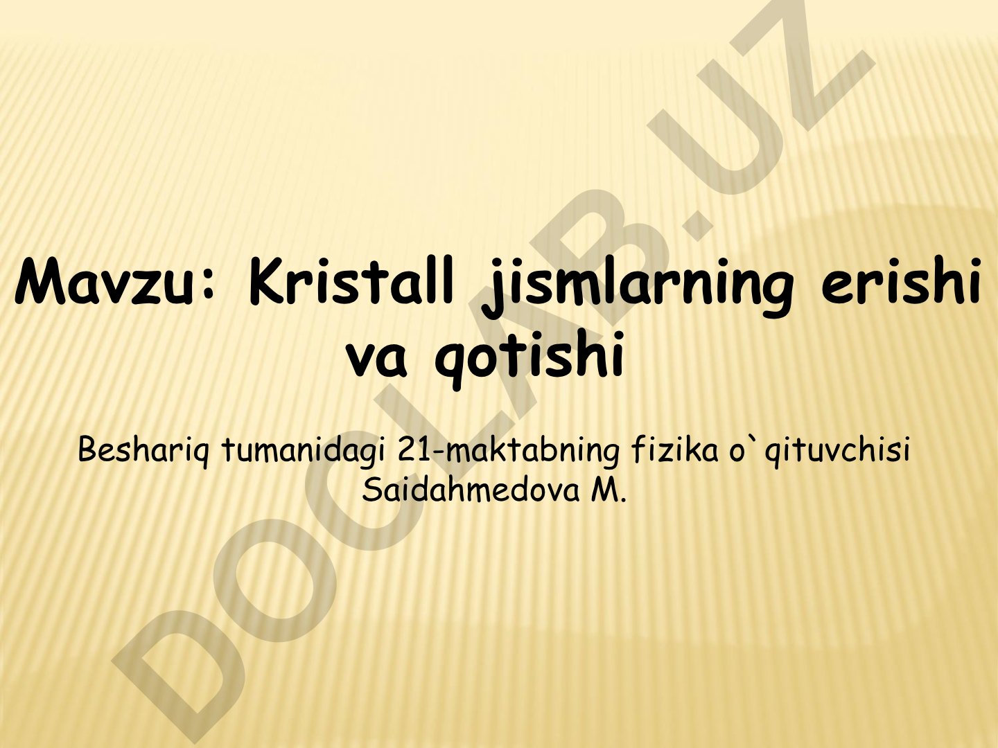 Kristall jismlarning erishi va qotishi