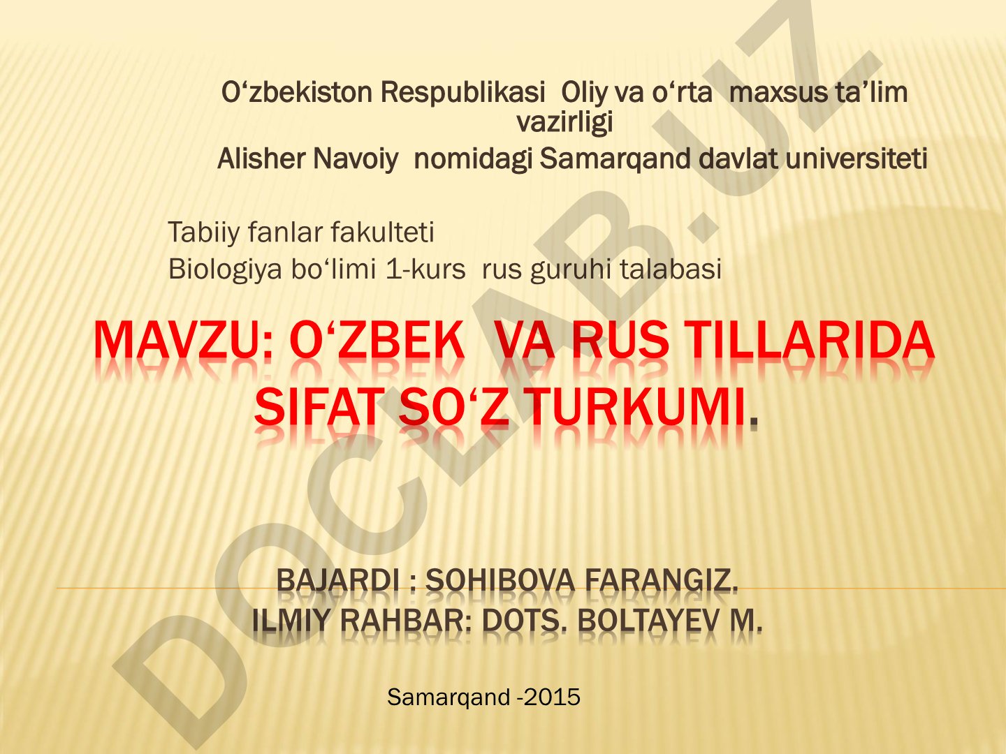 O‘zbek va rus tillarida sifat so‘z turkumi
