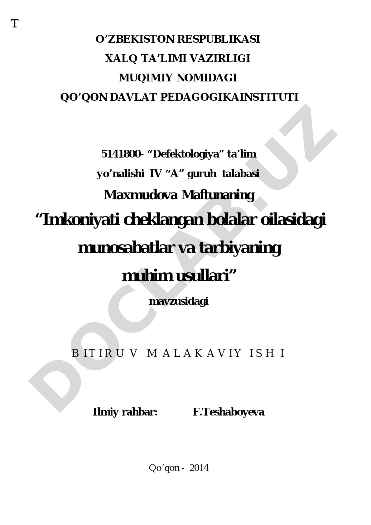 Imkoniyati cheklangan bolalar oilasidagi munosabatlar va tarbiyaning muhim usullari