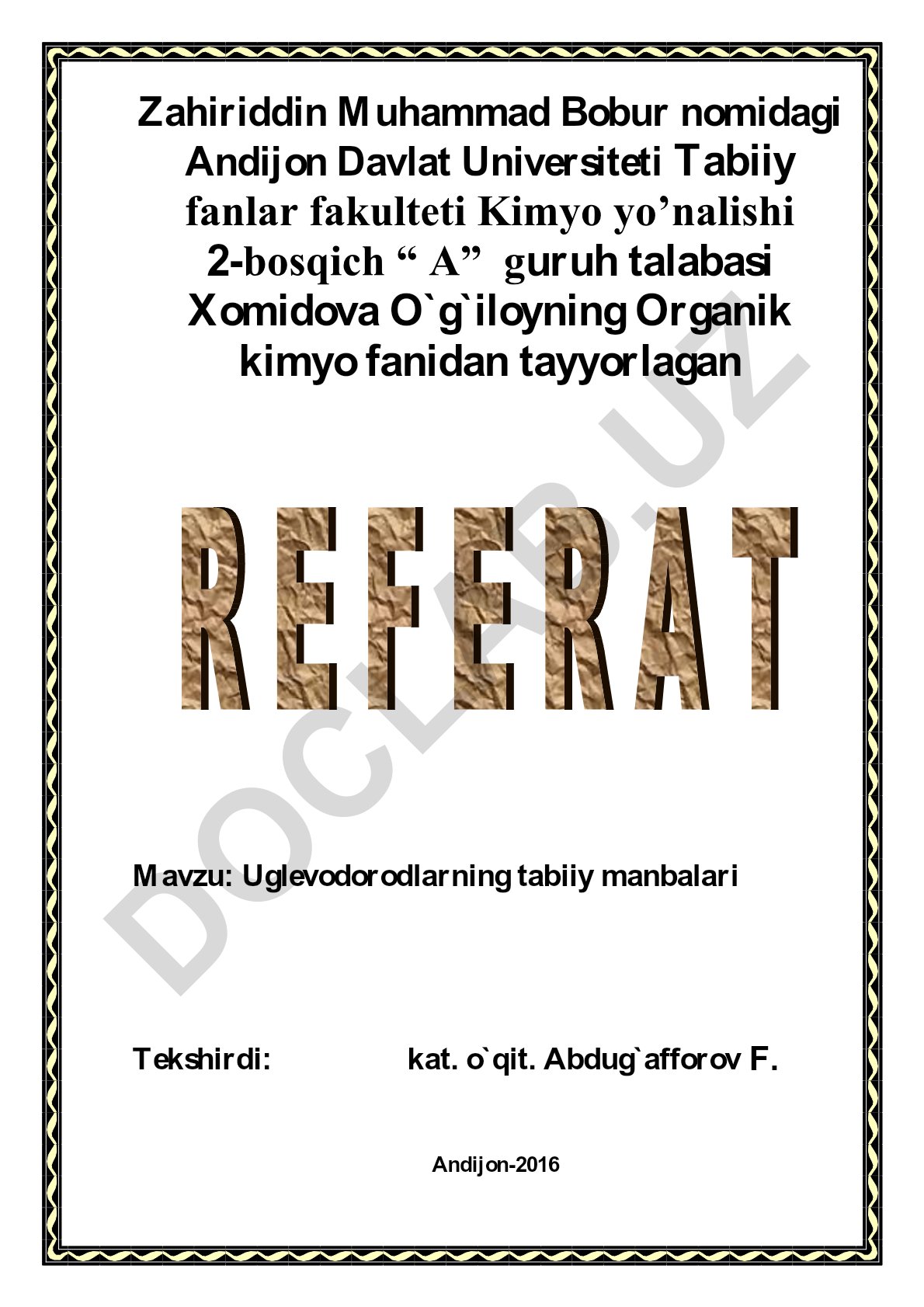 Uglevodorodlarning tabiiy manbalari
