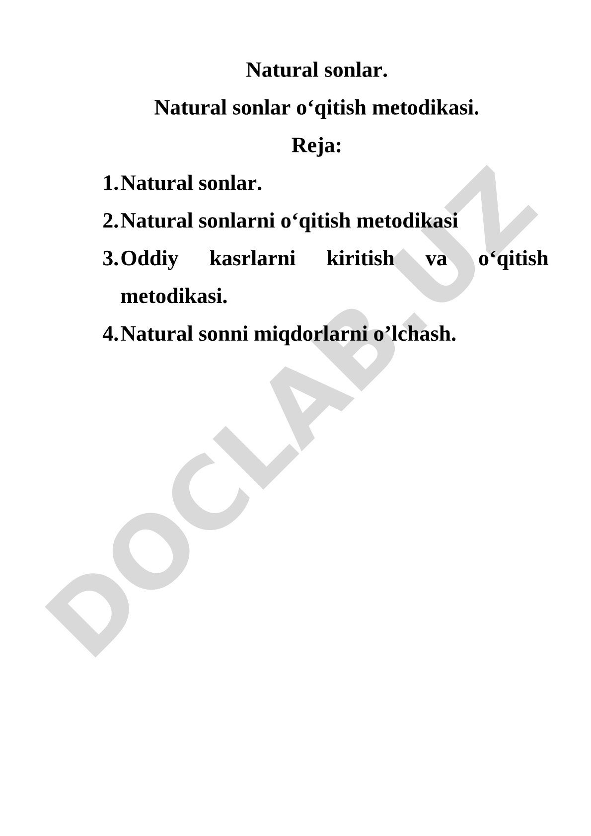 Natural sonlar va ularni o'qitish metodikasi