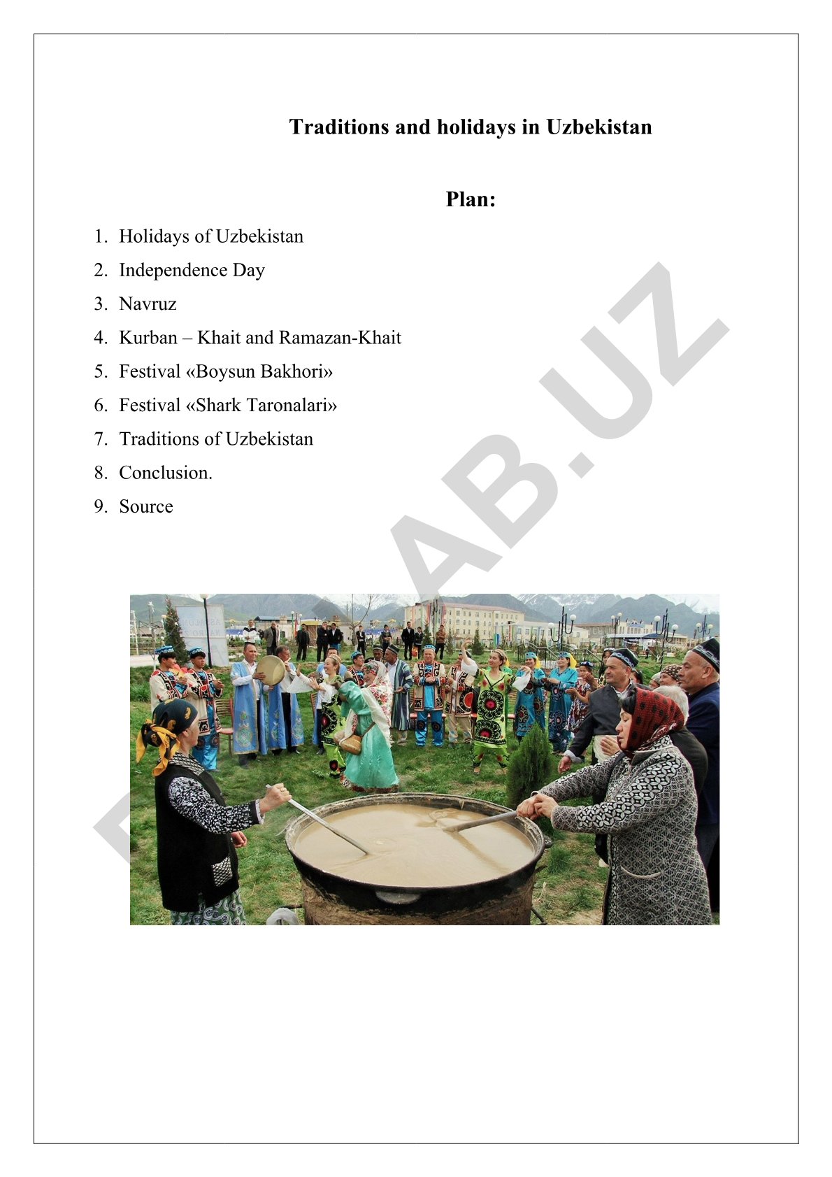 O'zbekistonda an'analar va bayramlar