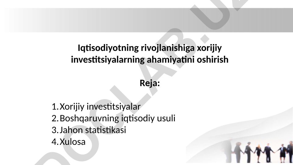 Xorijiy investitsiyalarning iqtisodiyot rivojlanishidagi ahamiyati