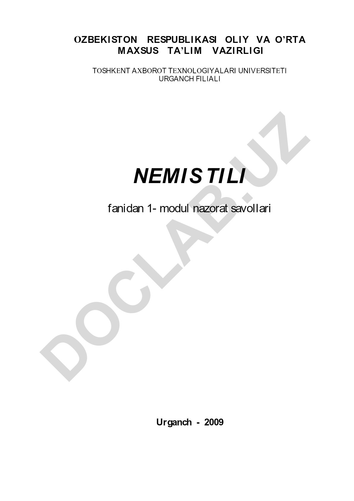 Nemis tili fanidan 1-modul nazorat savollari