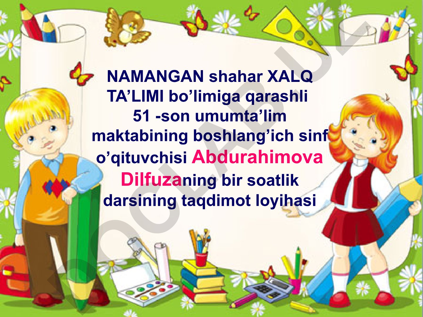 3-sinf o'qish darsi uchun taqdimot loyihasi