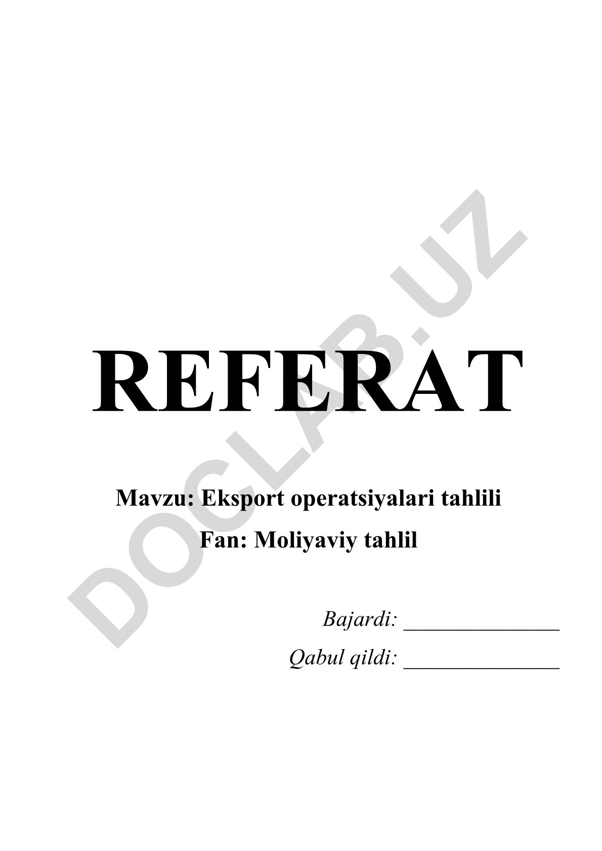 Eksport operatsiyalari tahlili