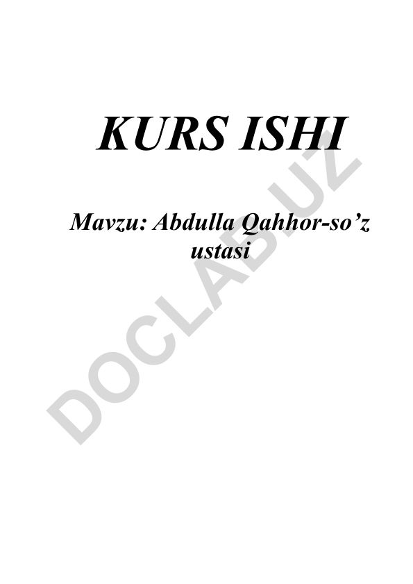 Abdulla Qahhor-so’z ustasi