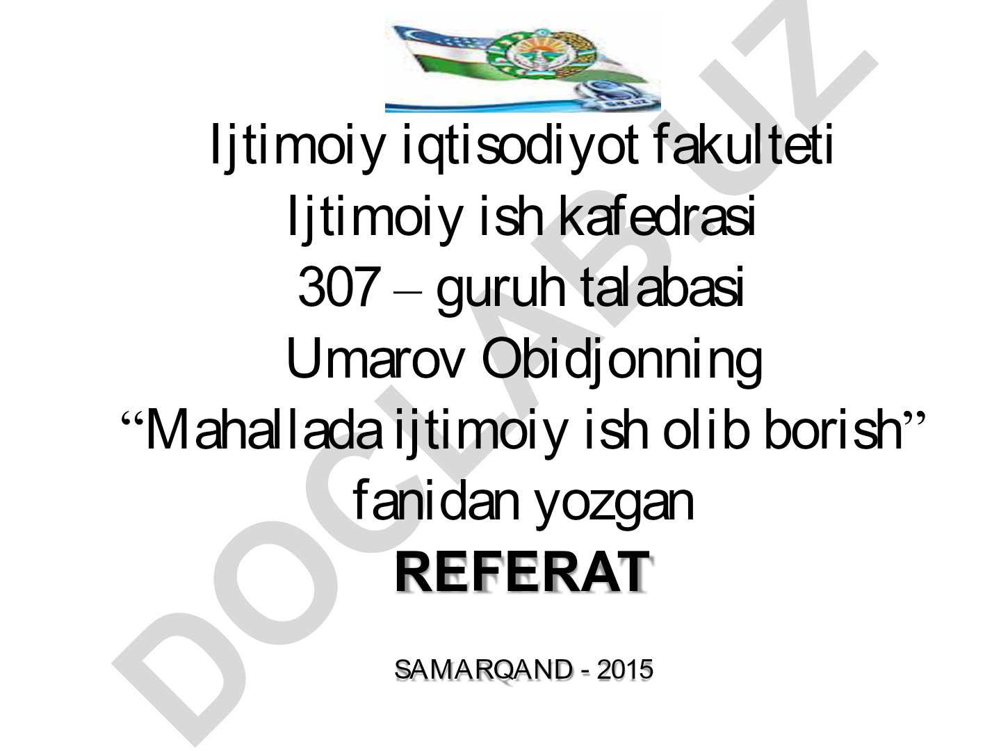 Obod turmush yili davlat dasturi va uning bajarilishida mahallaning roli