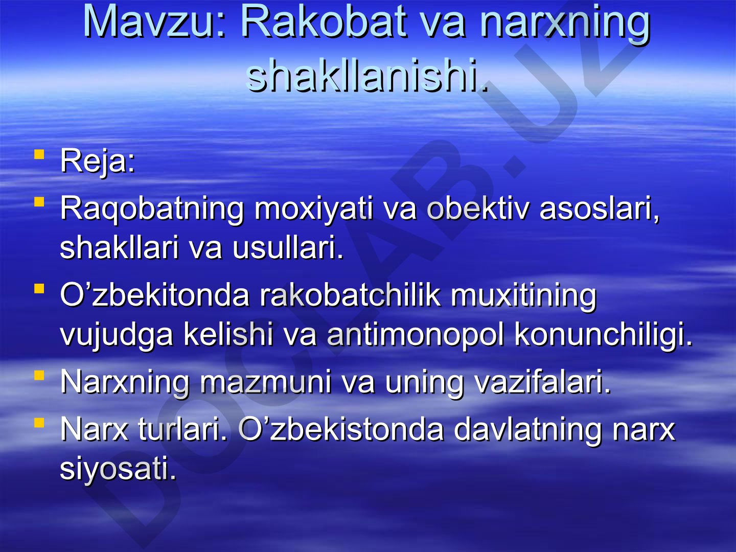 Raqobat va narxning shakllanishi