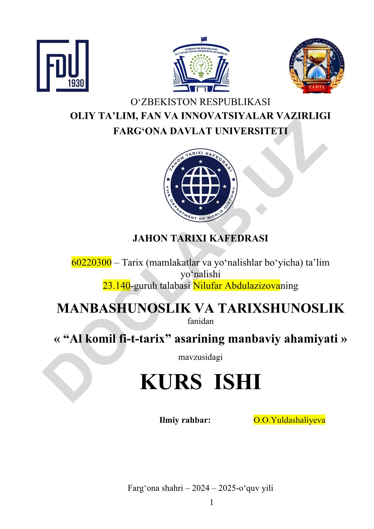 “Al komil fi-t-tarix” asarining manbaviy ahamiyati