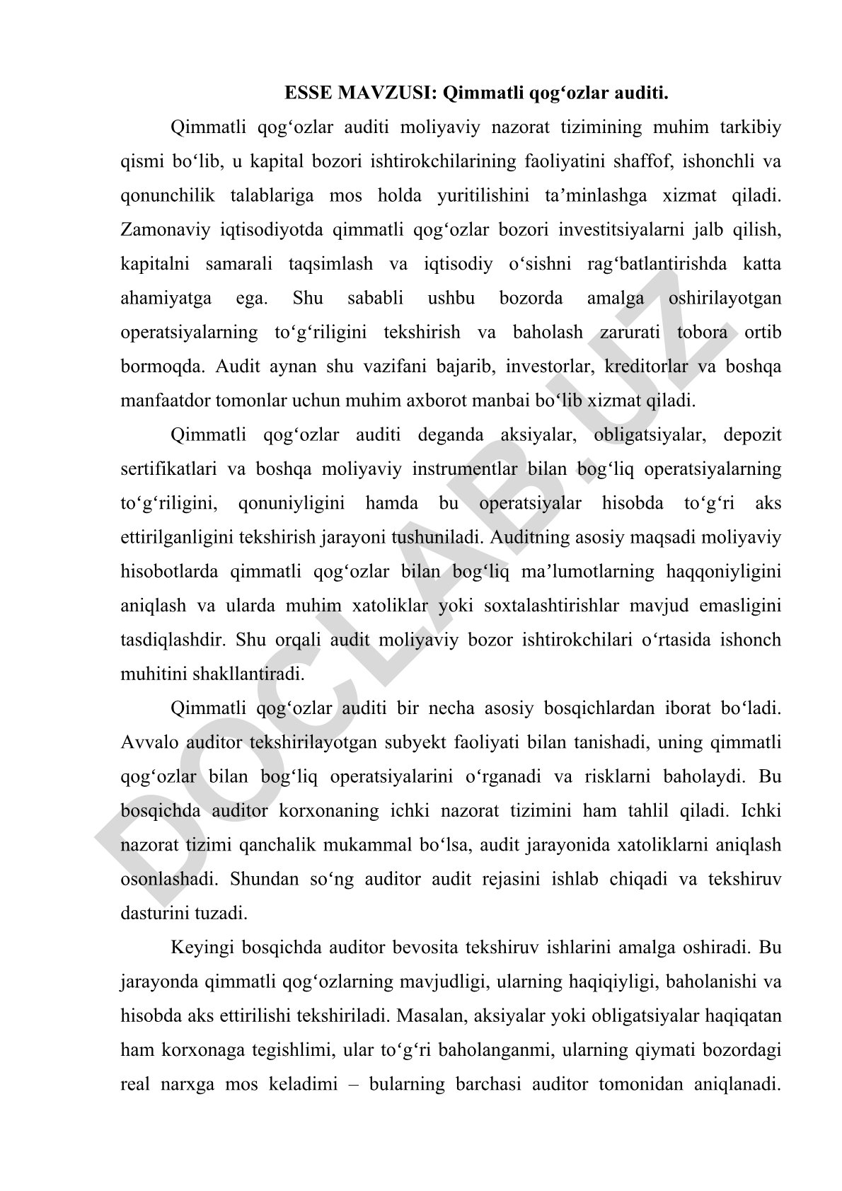 Qimmatli qogʻozlar auditi