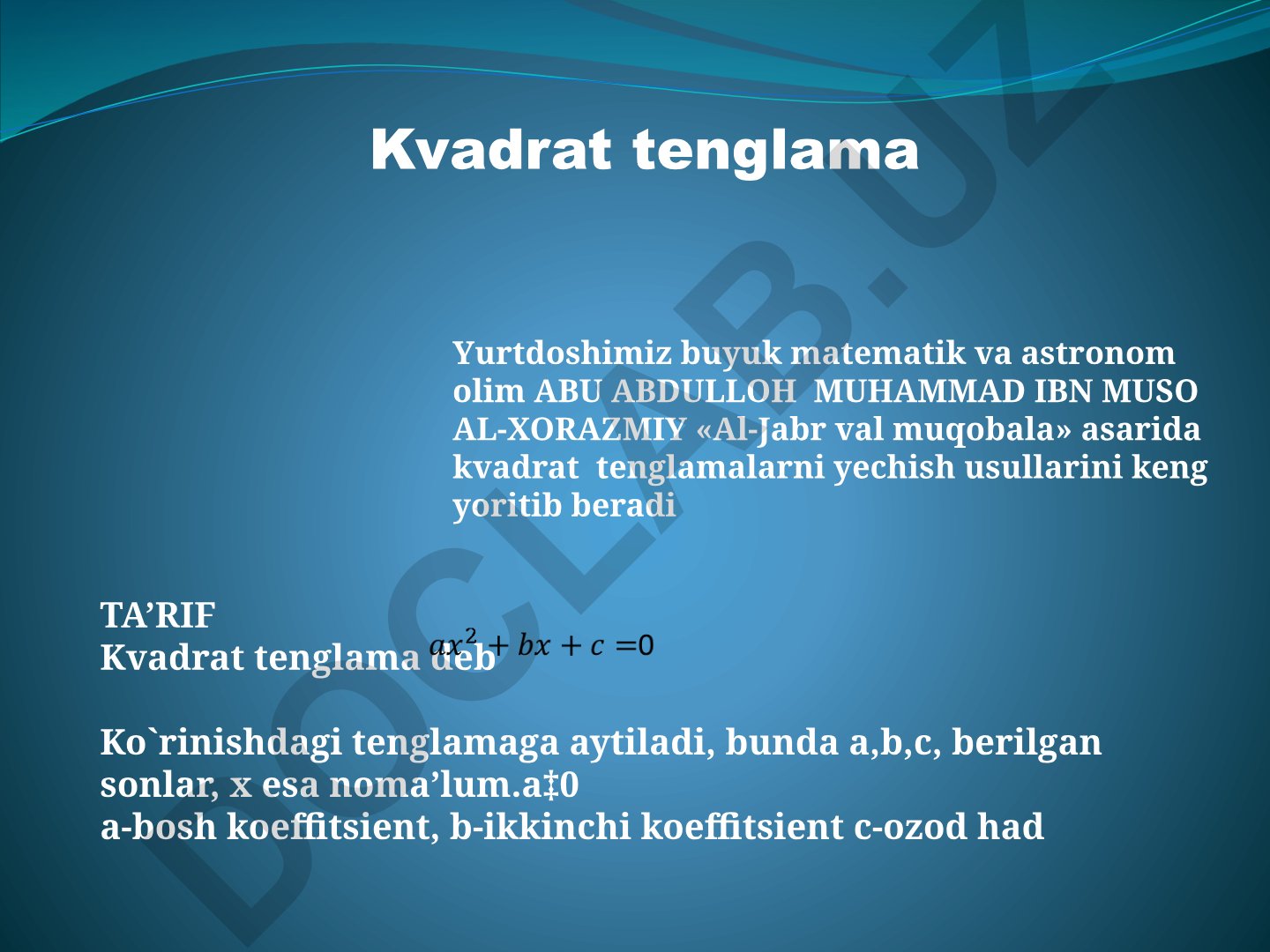Chala kvadrat tenglamalar