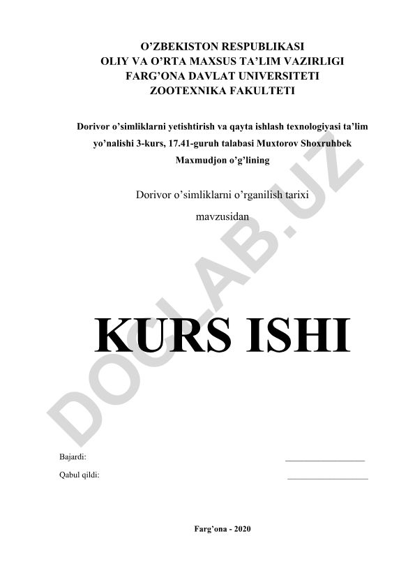 Dorivor o'simliklarni o'rganilish tarixi
