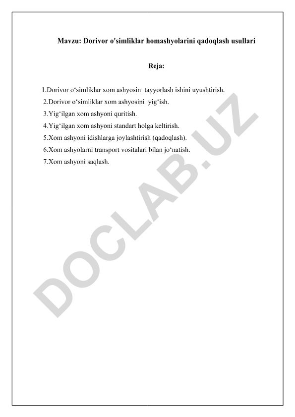Dorivor o'simliklar homashyolarini qadoqlash usullari
