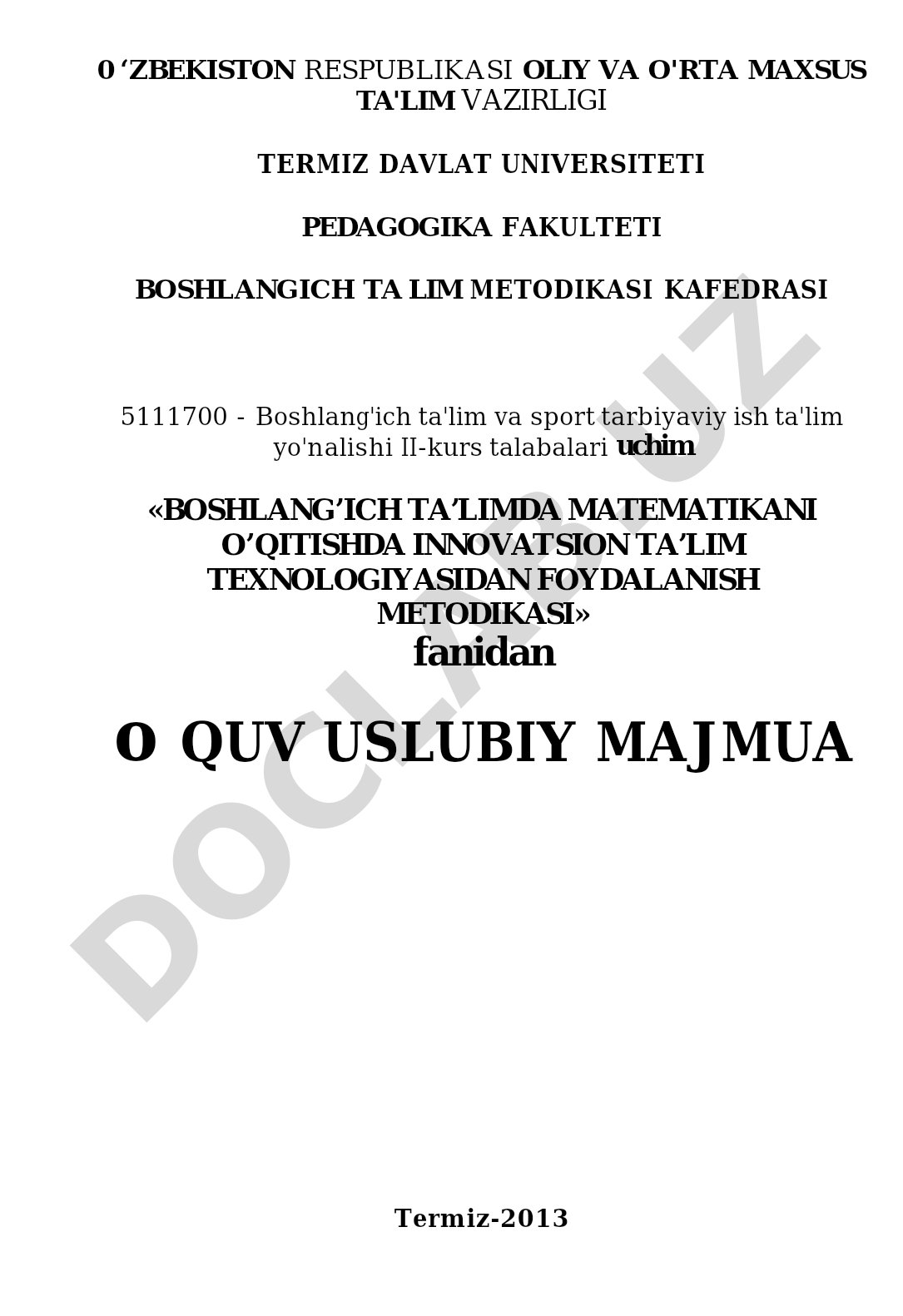 Boshlang'ich ta'limda matematikani o'qitishda innovatsion ta'lim texnologiyasidan foydalanish metodikasi