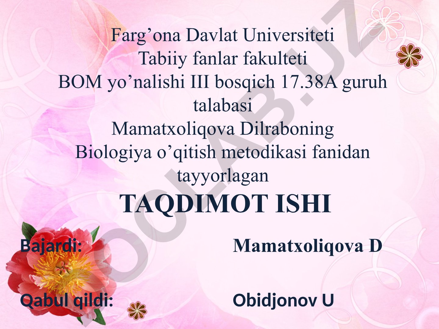 Botanikadan amaliy mashg'ulotlar