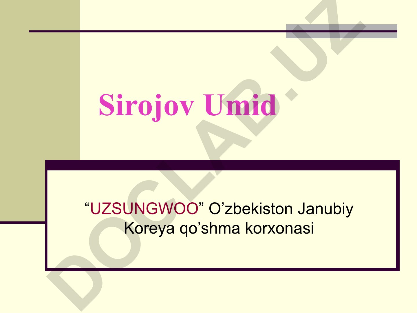 UZSUNGWOO O'zbekiston-Janubiy Koreya qo'shma korxonasi ishga tushirilishi