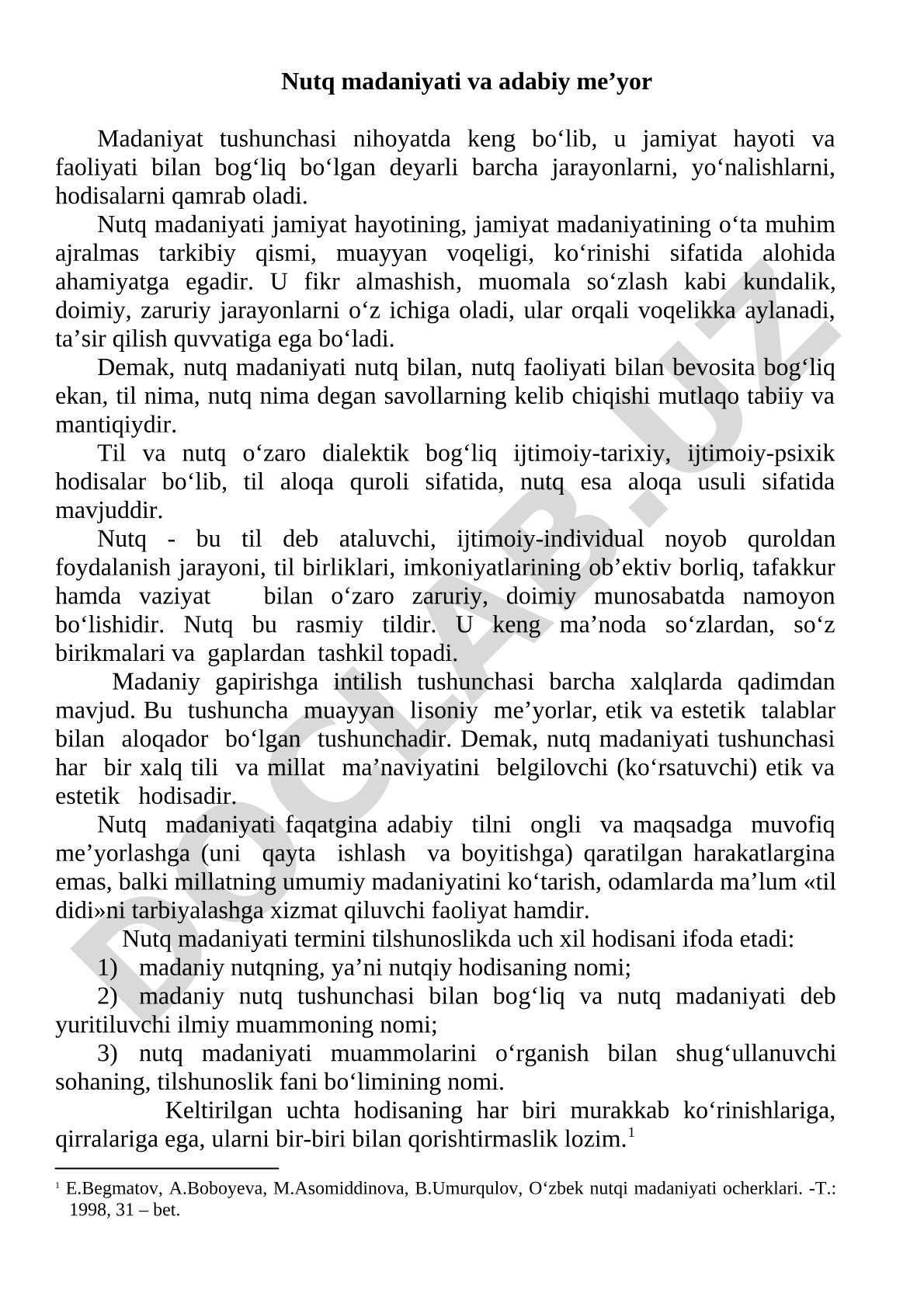 Nutq madaniyati va adabiy me’yor