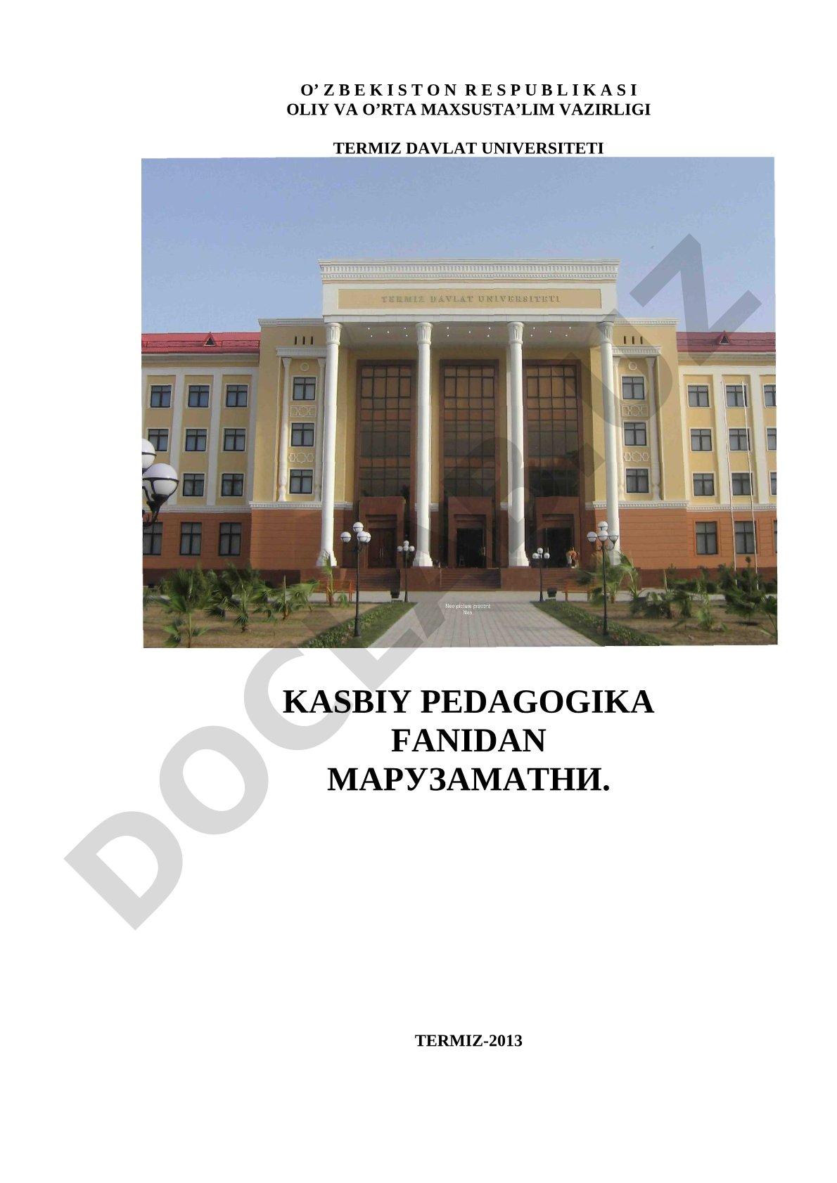 Kasbiy pedagogika fanining mazmuni maqsadi va vazifalari