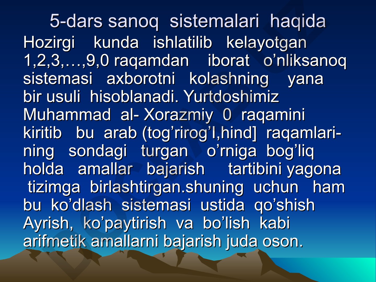 Sanoq sistemalari va ularning tarixi