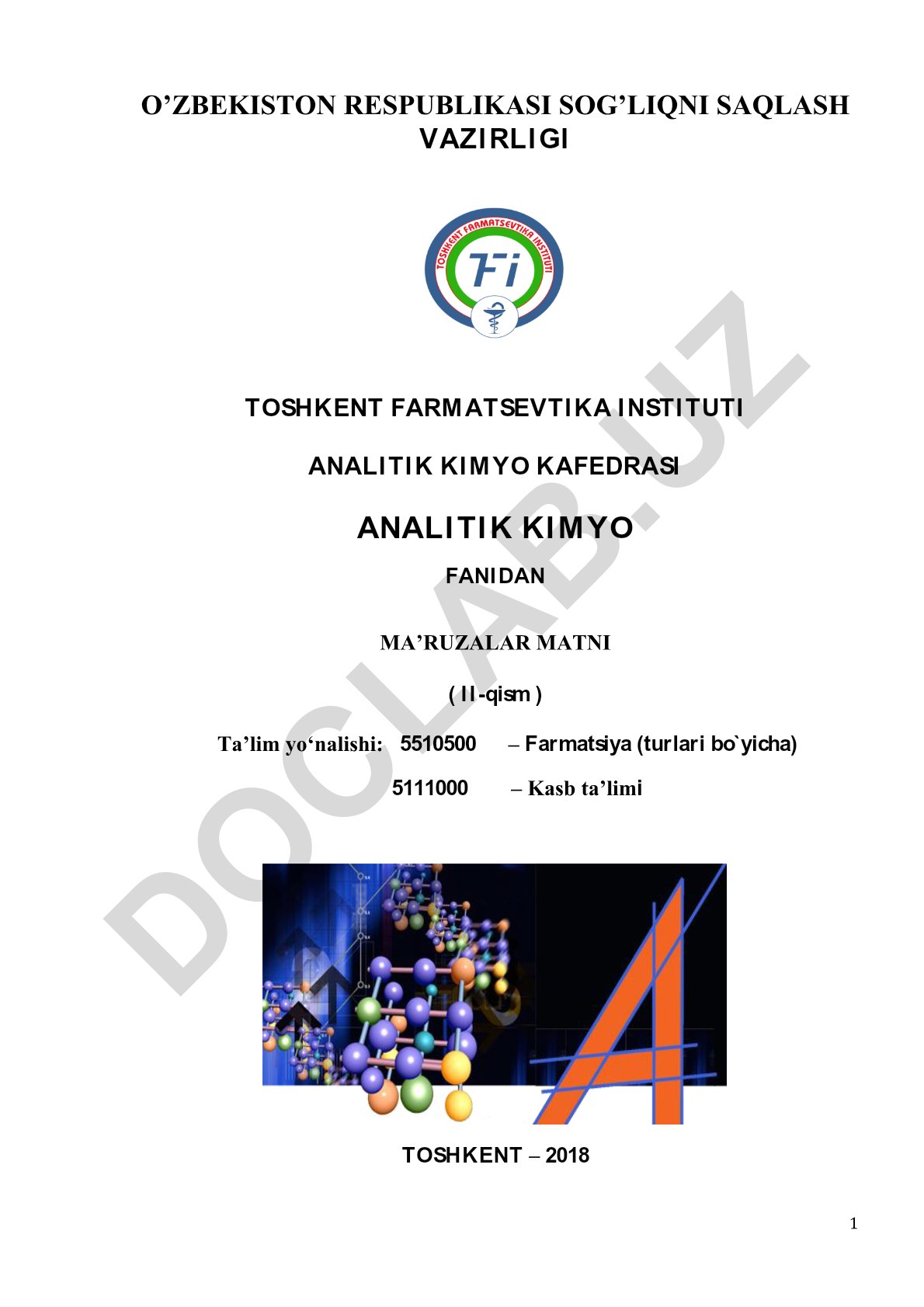 Analitik kimyo fanidan ma'ruzalar matni (II-qism)