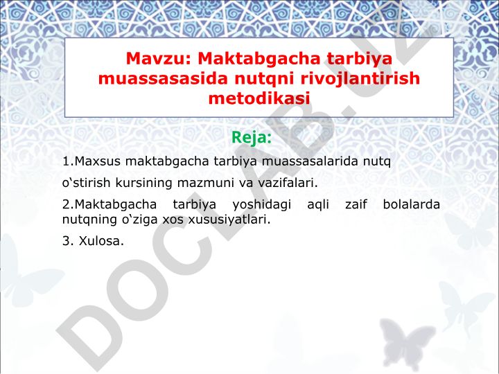 Maktabgacha tarbiya muassasasida nutqni rivojlantirish metodikasi