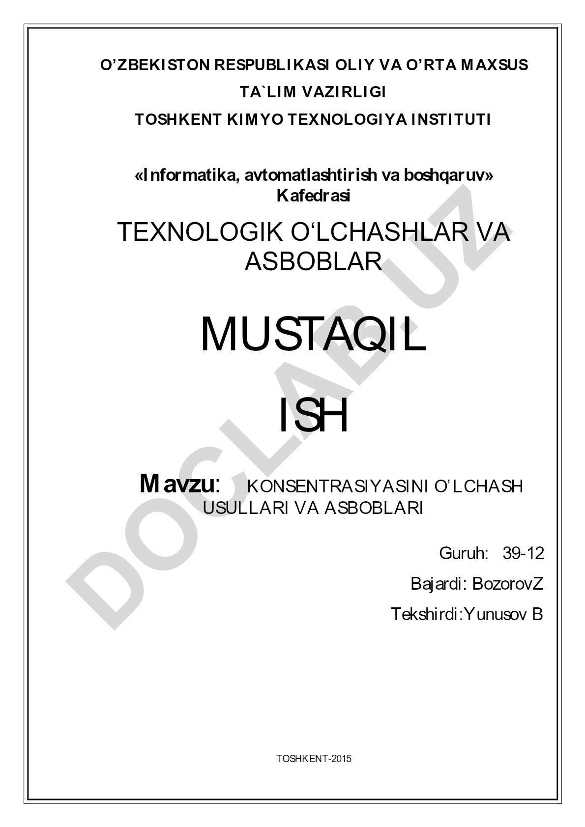 Konsentrasiyasini o'lchash usullari va asboblari