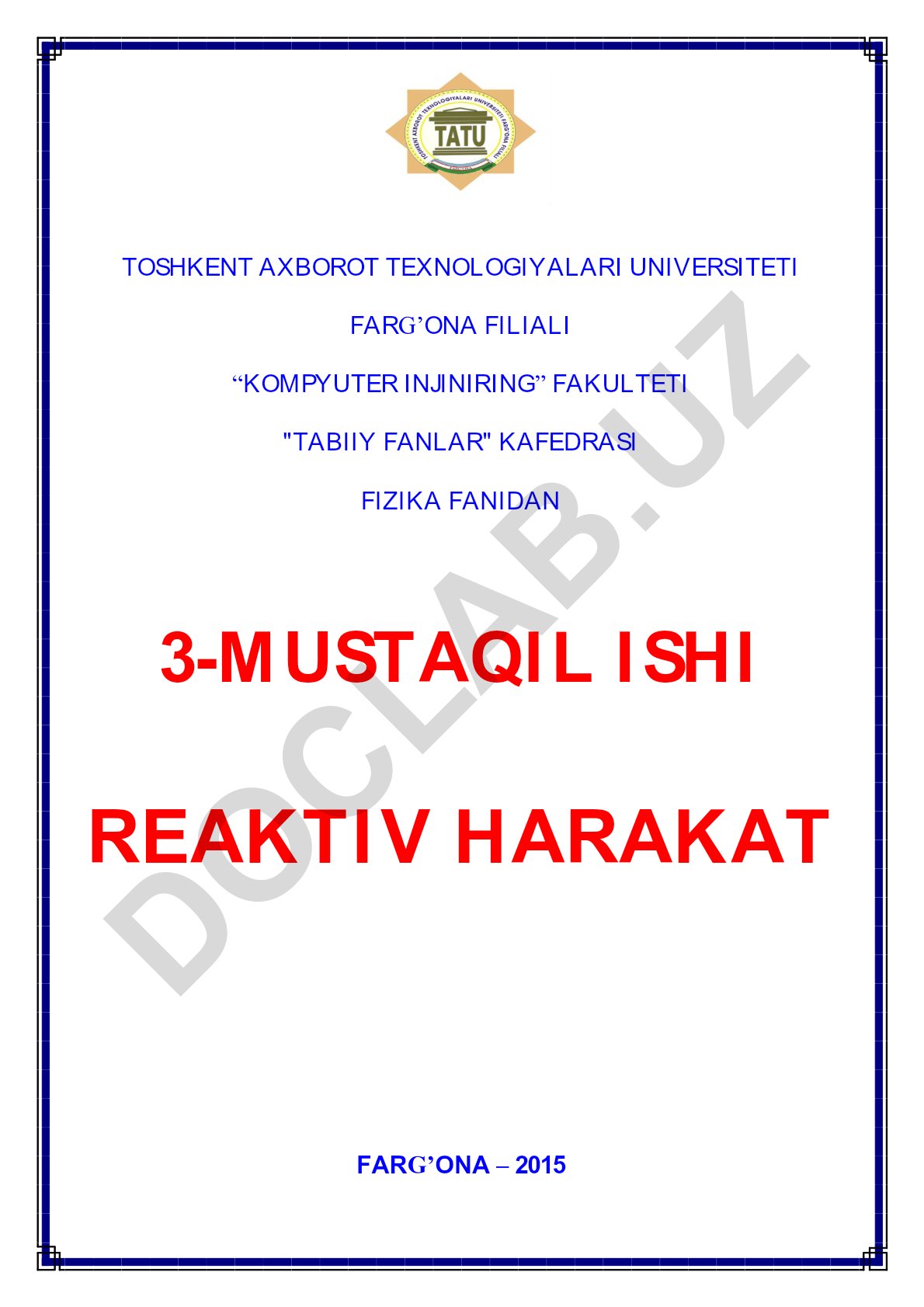 Reaktiv harakat va kosmik tezliklar