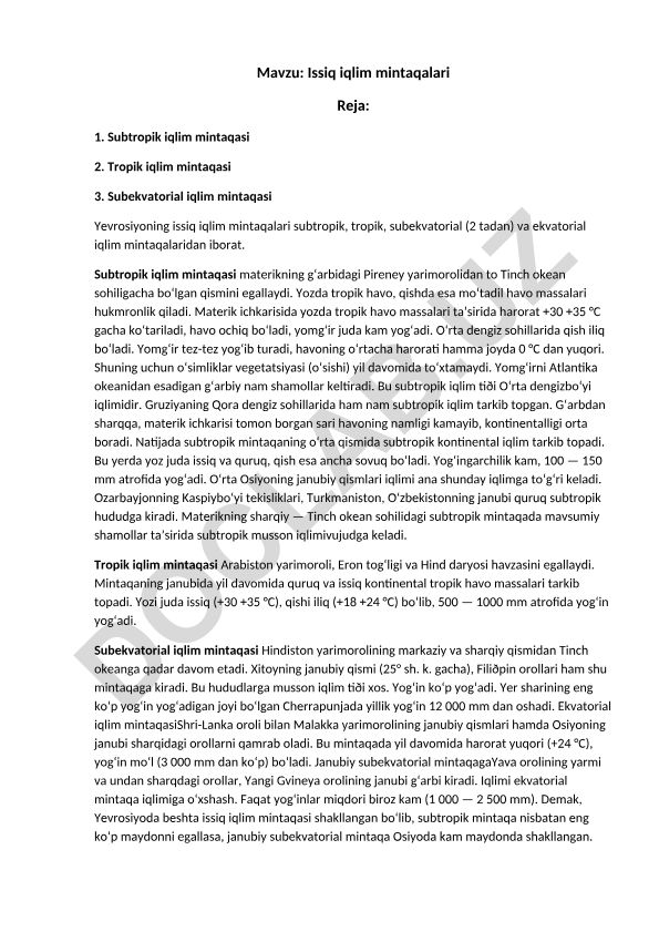 Issiq iqlim mintaqalari