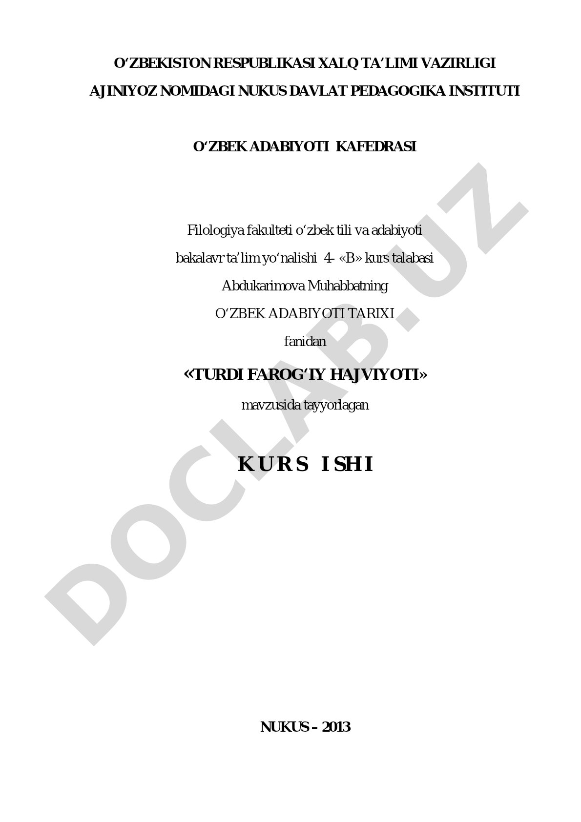 Turdi Farog‘iy hajviyoti