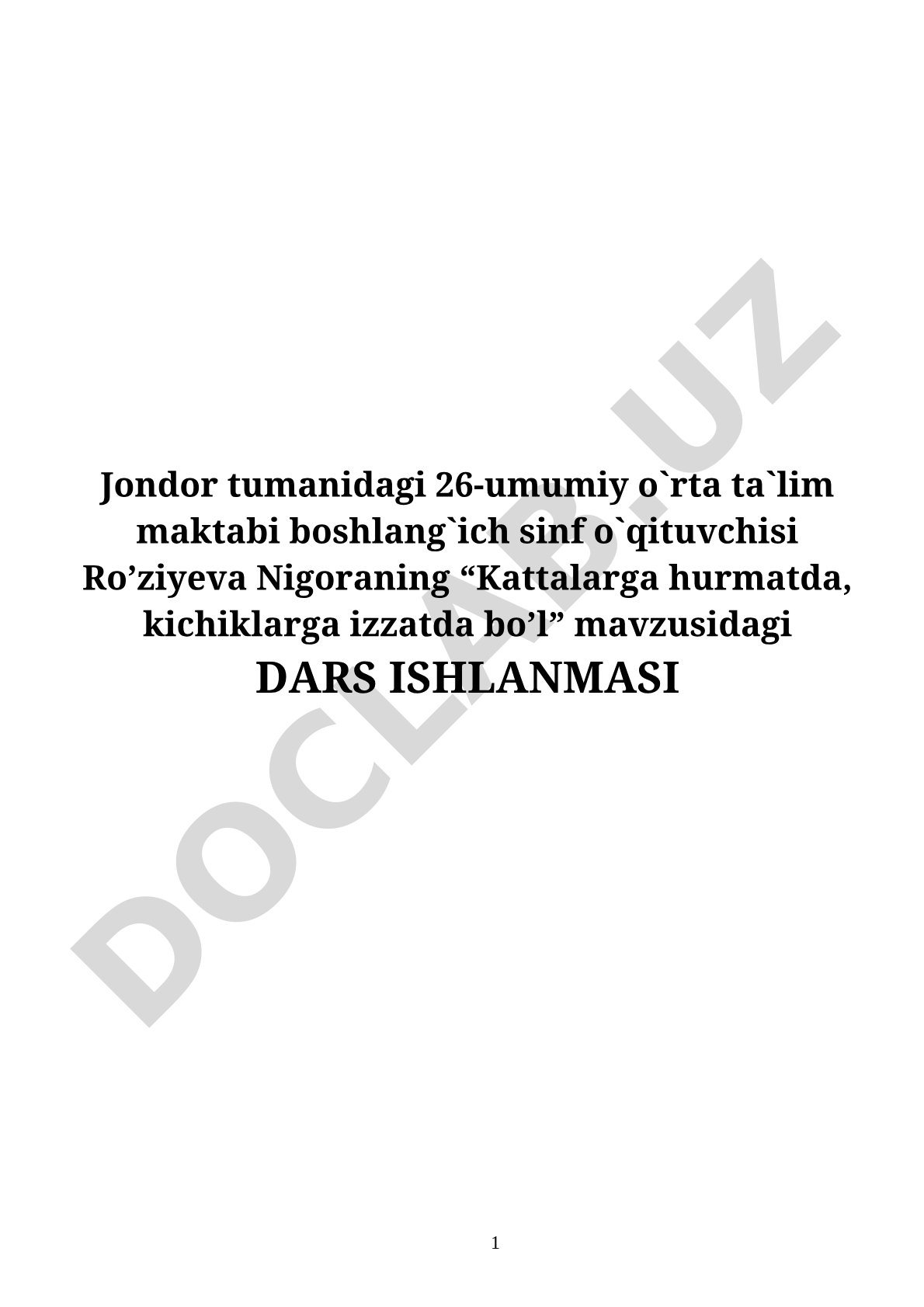 Kattalarga hurmatda, kichiklarga izzatda bo'l