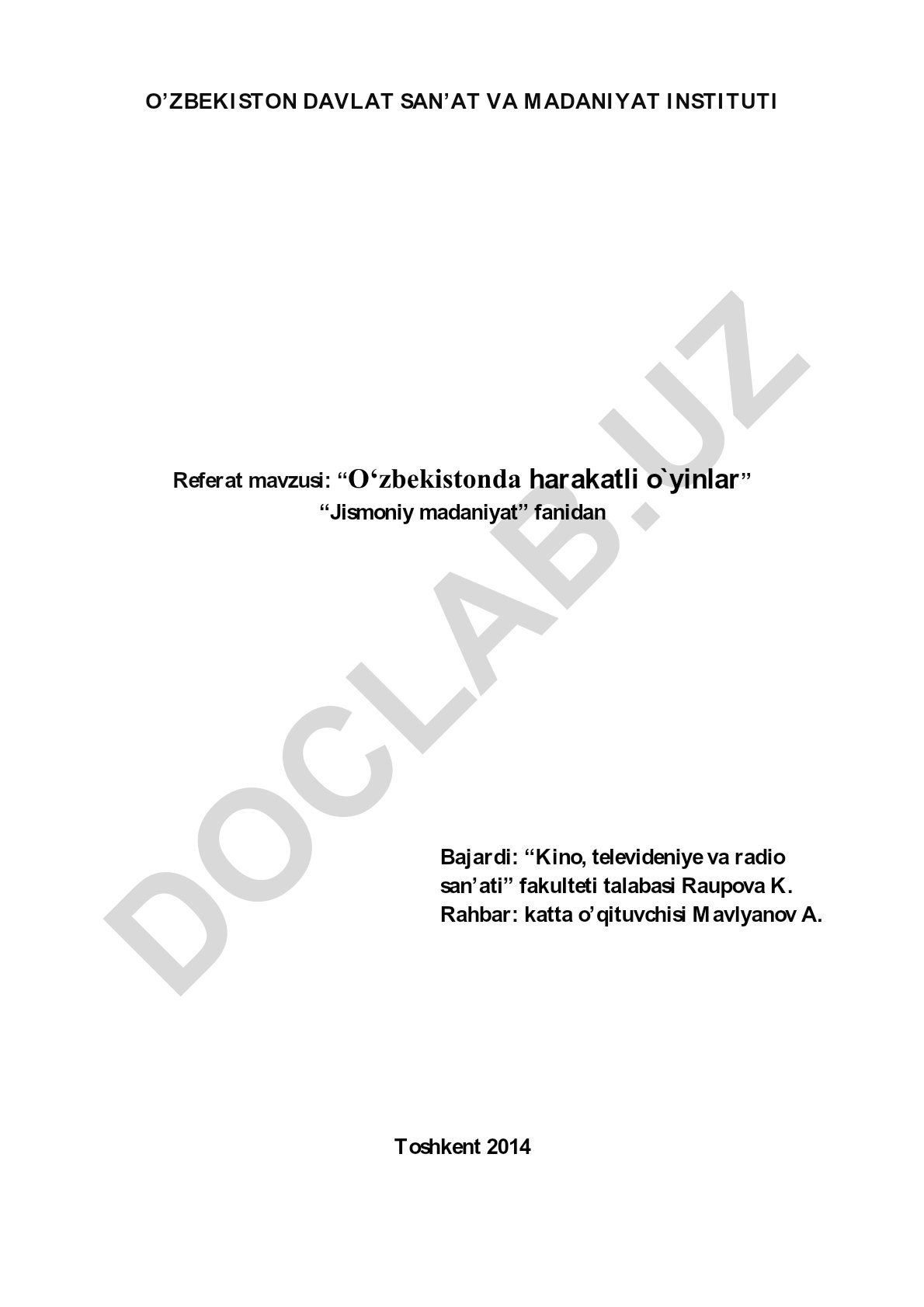 O'zbekistonda harakatli o'yinlar