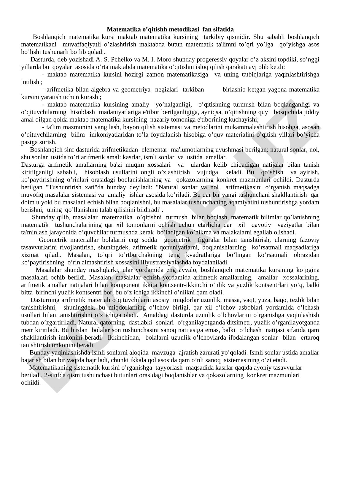 Matematika o'qitish metodikasi fan sifatida