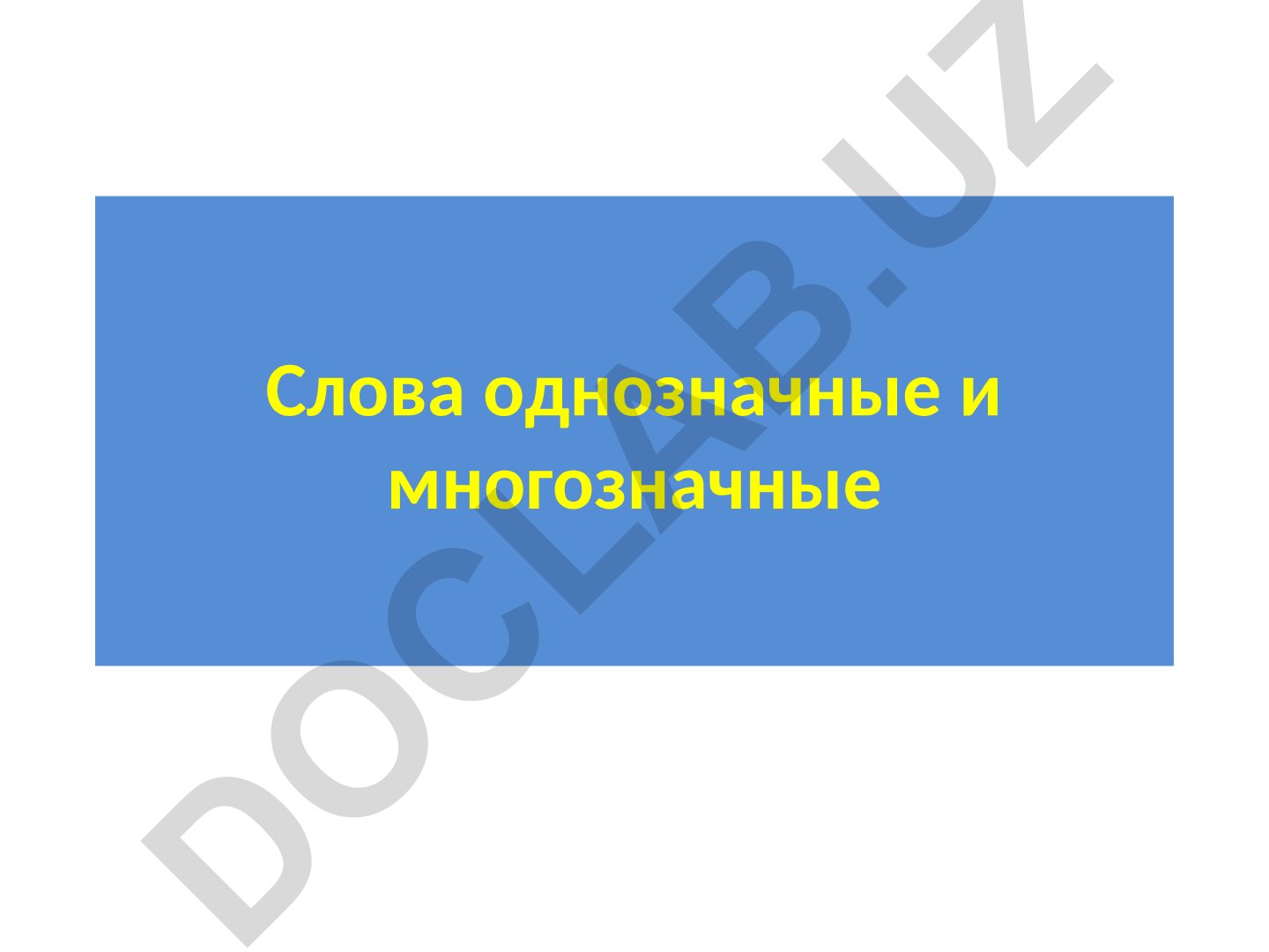 Слова однозначные и многозначные в русском языке