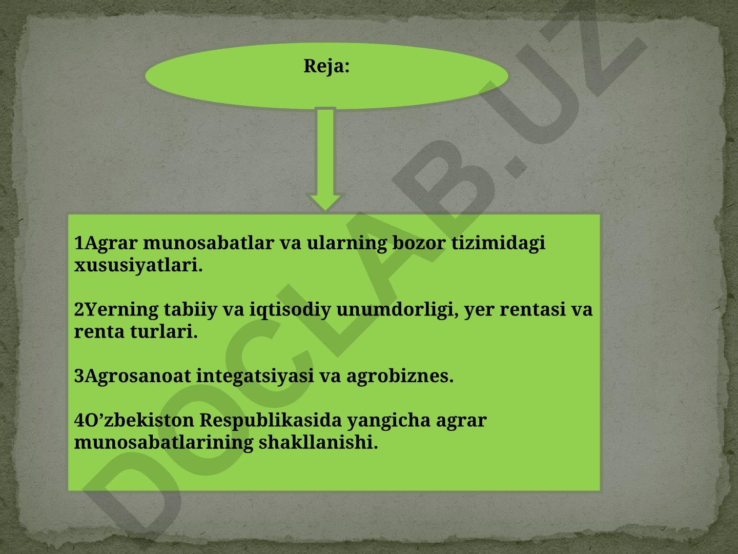 Bozor iqtisodiyoti sharoitida agrar munosabatlar