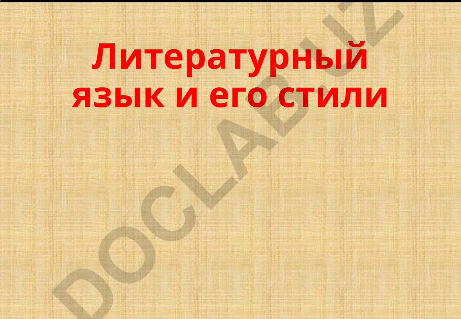 Литературный язык и его стили в русском языке