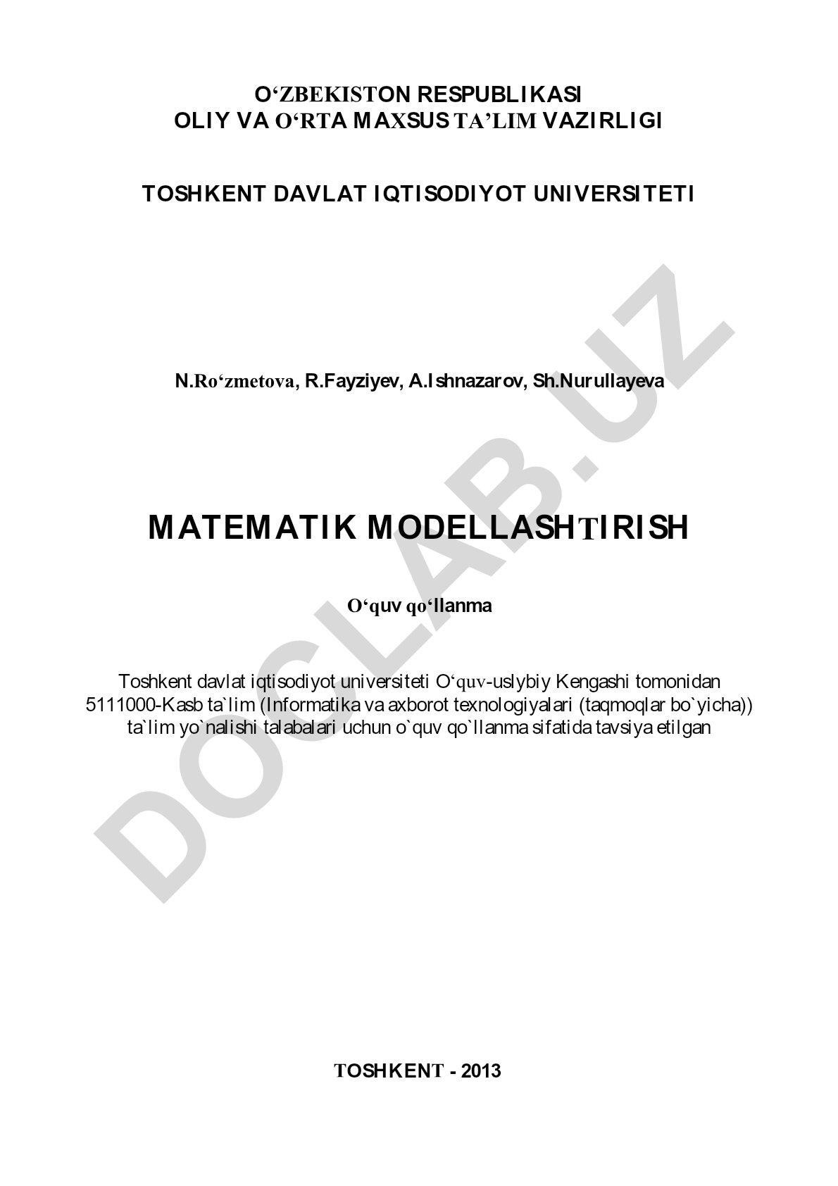 Matematik modellashtirish