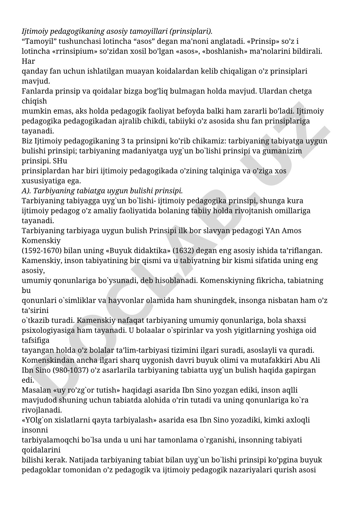 Ijtimoiy pedagogikaning asosiy tamoyillari