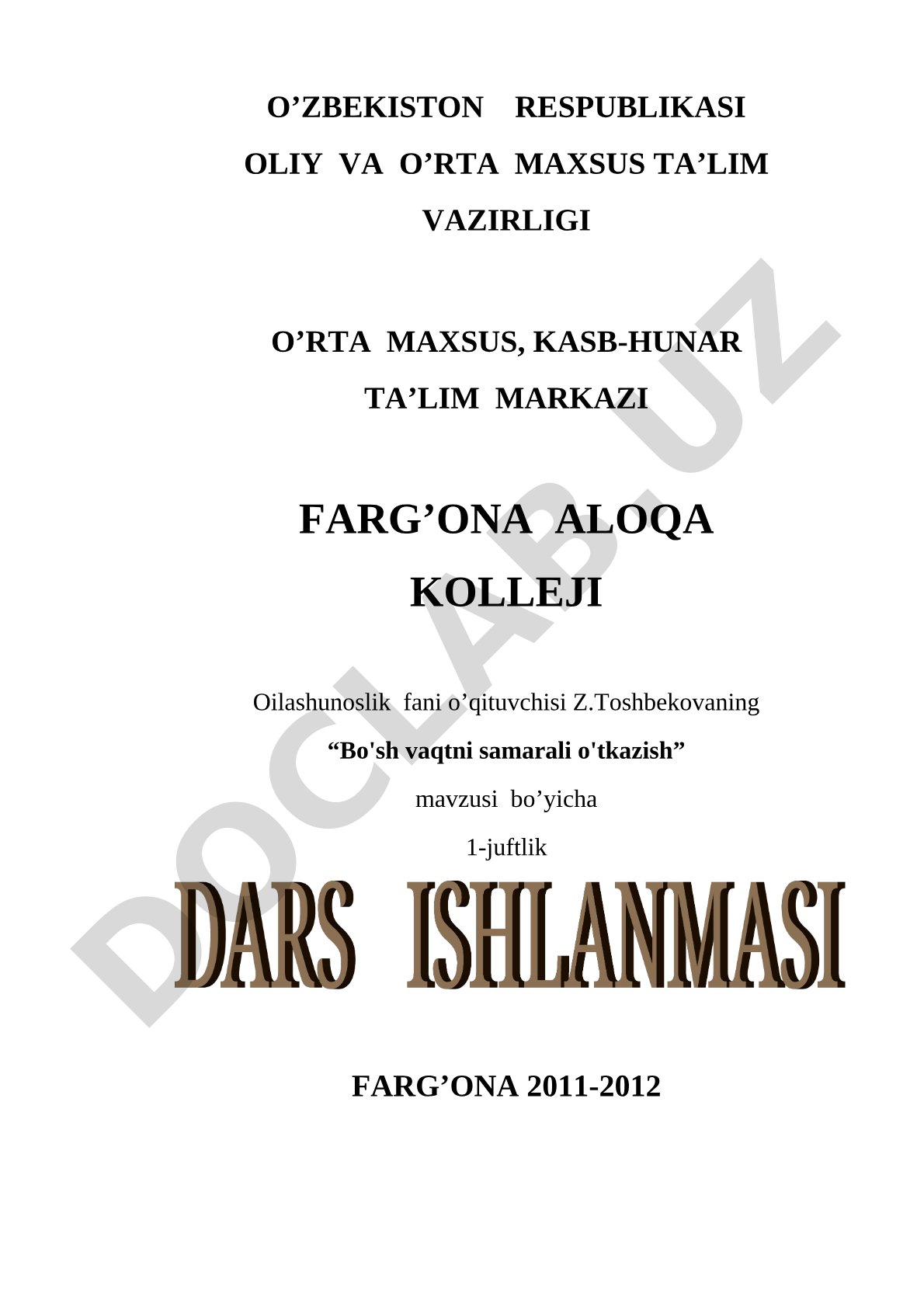 Bo'sh vaqtni samarali o'tkazish