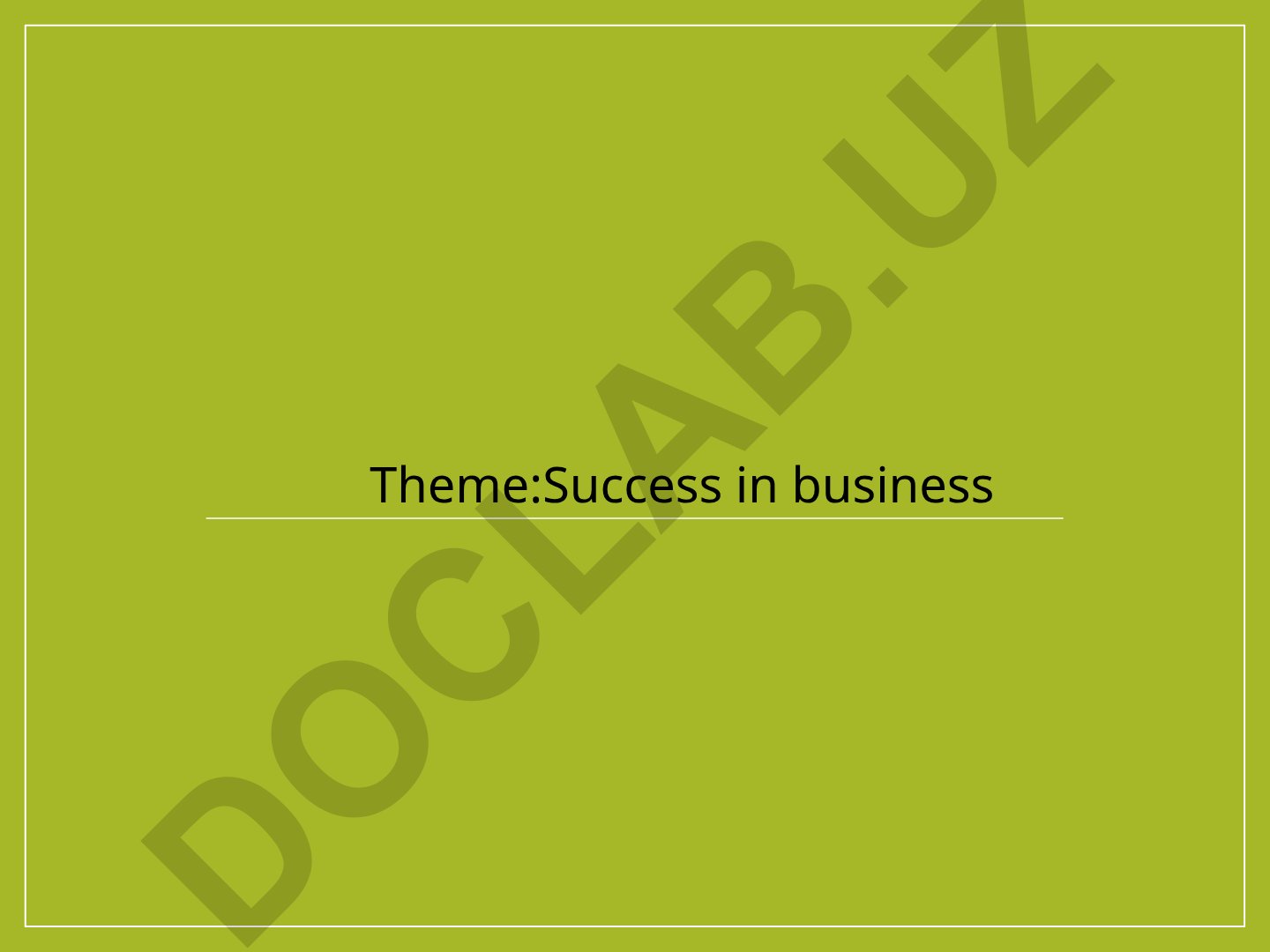 Success in business Plan Introduction