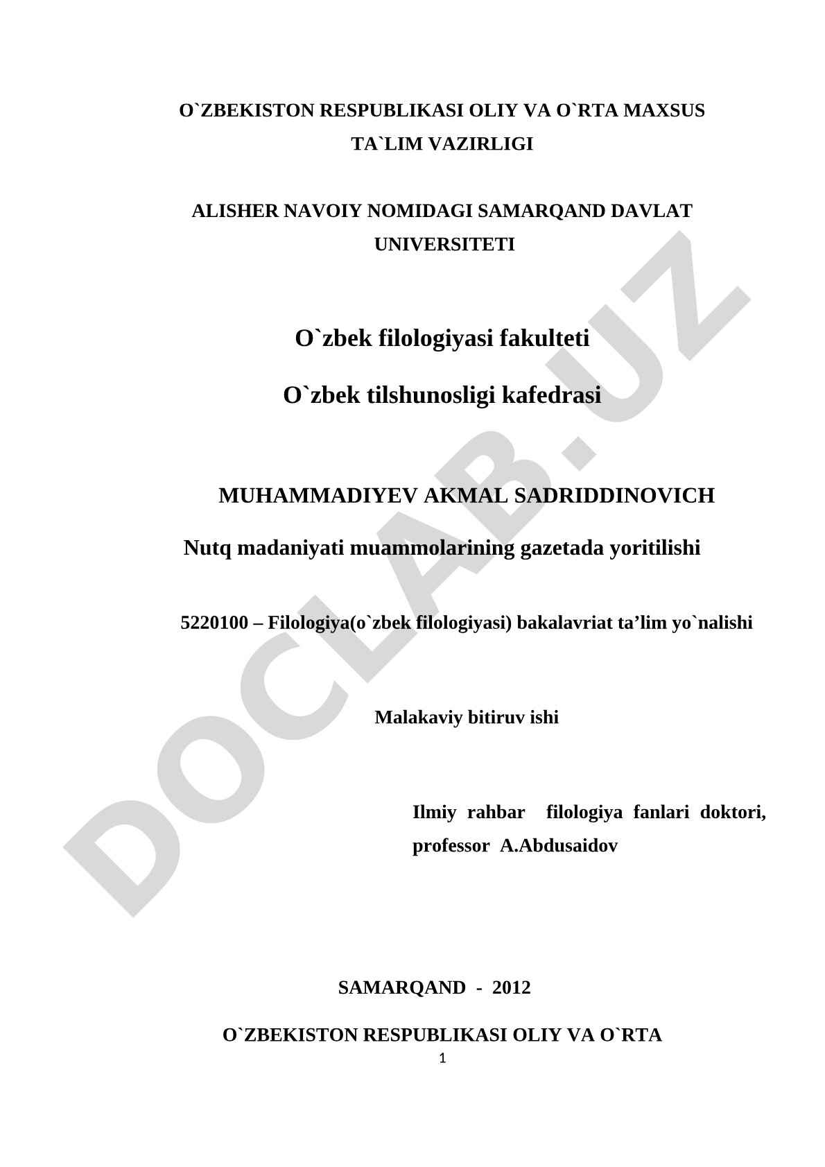 Nutq madaniyati muammolarining gazetada yoritilishi