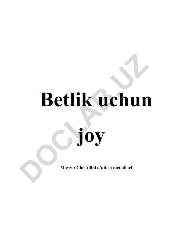 Chet tilini o’qitish metodlari