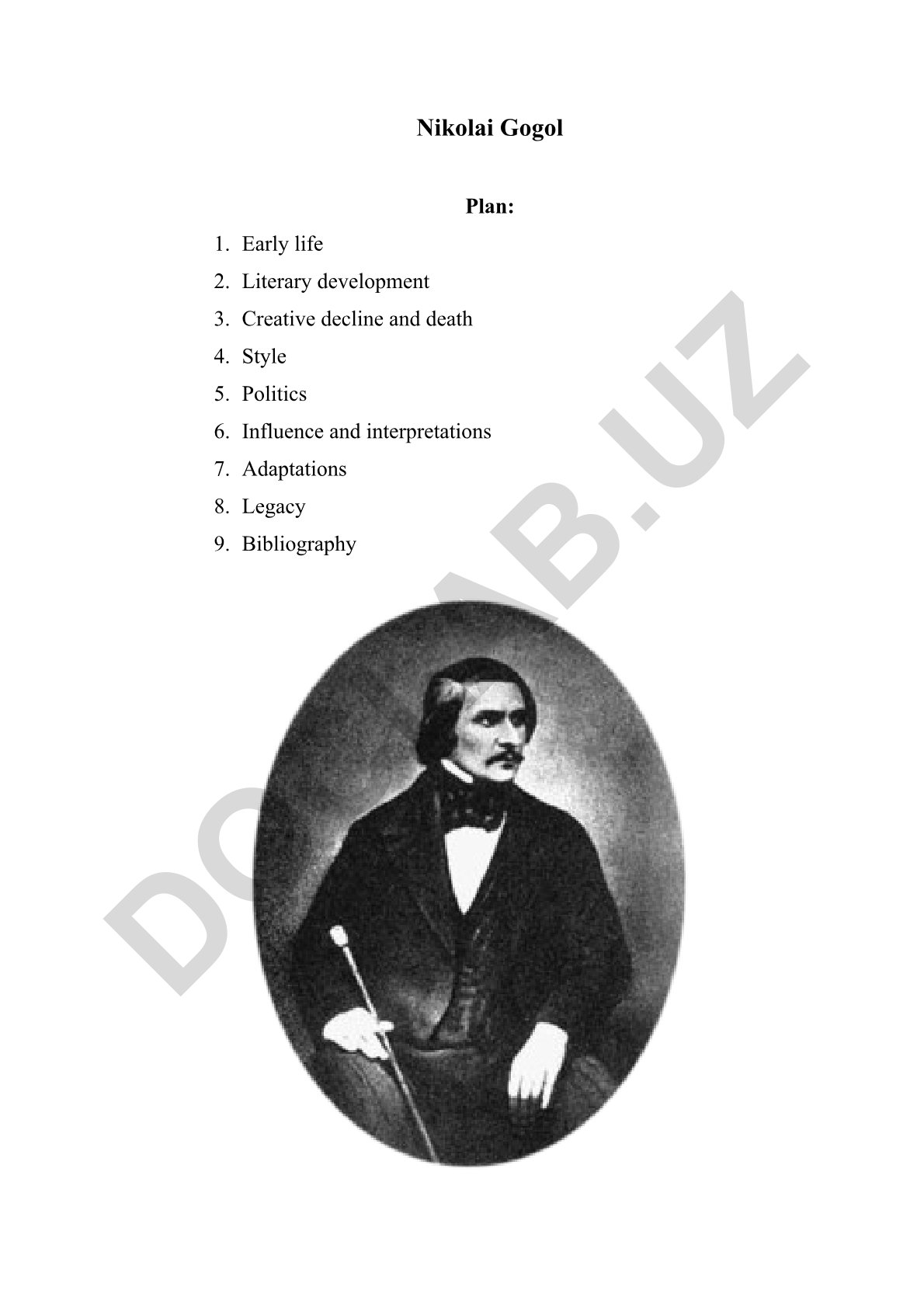 Nikolai Gogol hayoti va ijodi