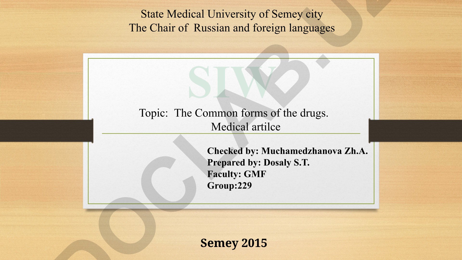 The Common forms of the drugs