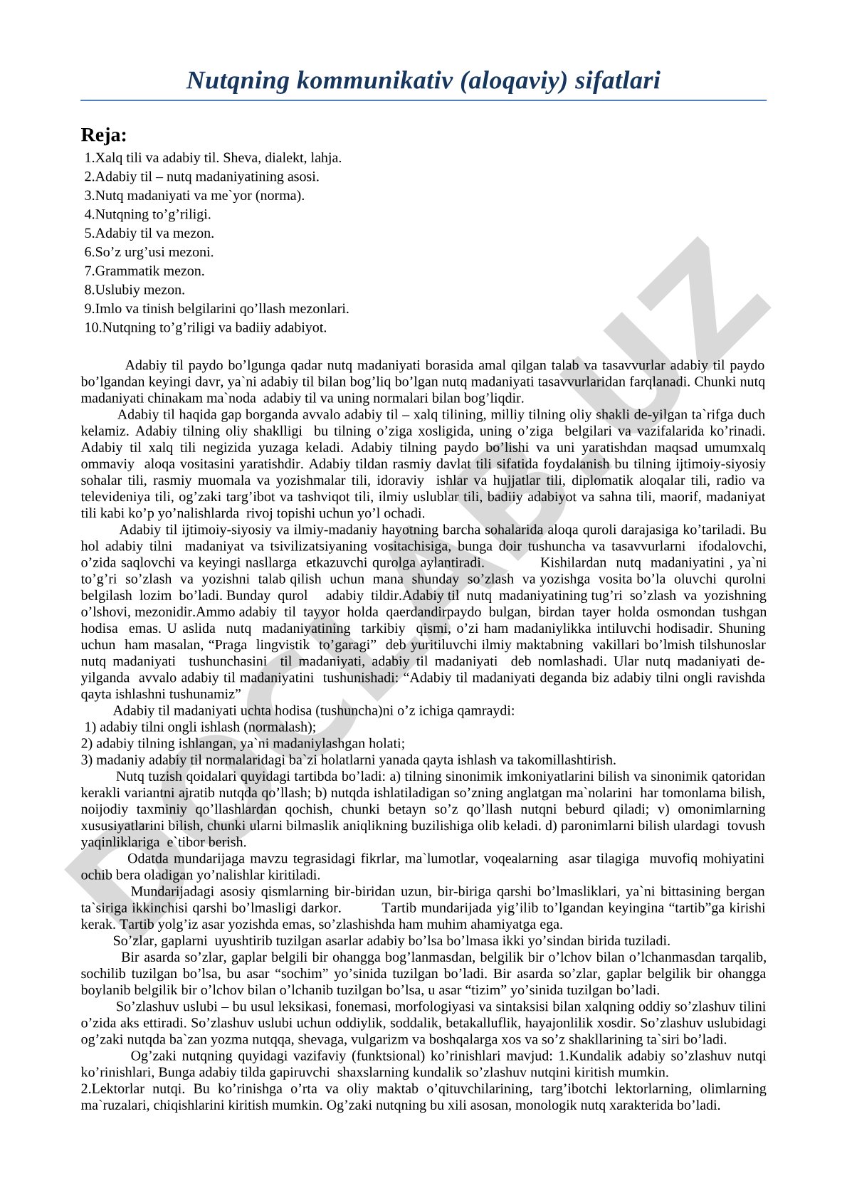 Nutqning kommunikativ (aloqaviy) sifatlari