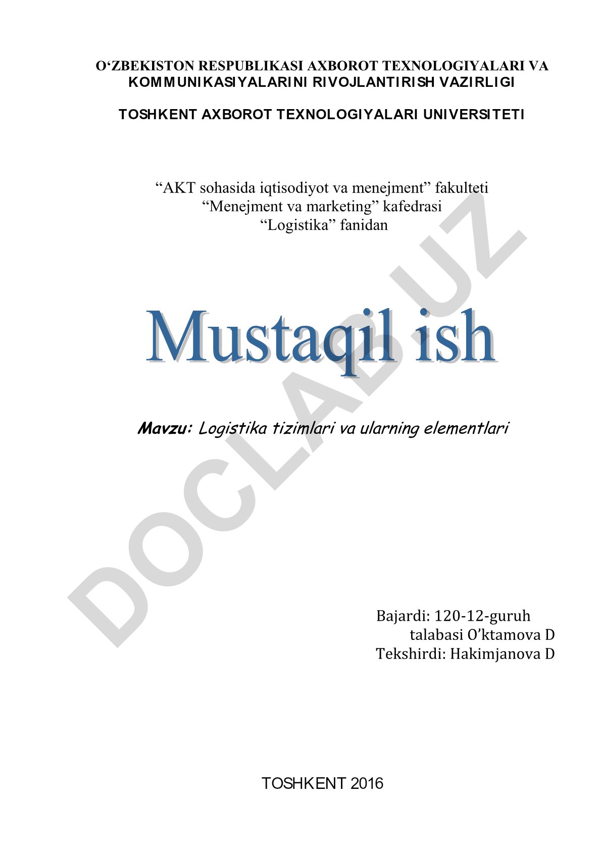 Logistika tizimlari va ularning elementlari