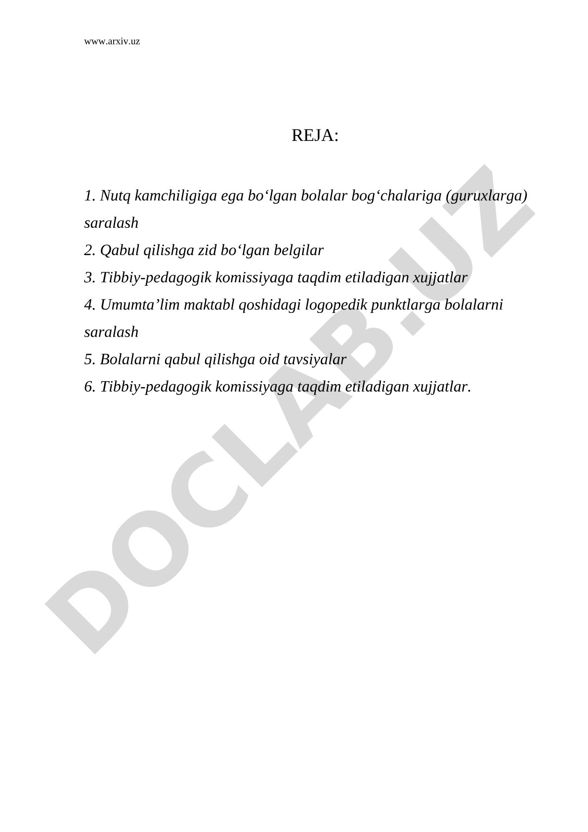 Nutq kamchiligiga ega bolalarni saralash va logopedik yordam