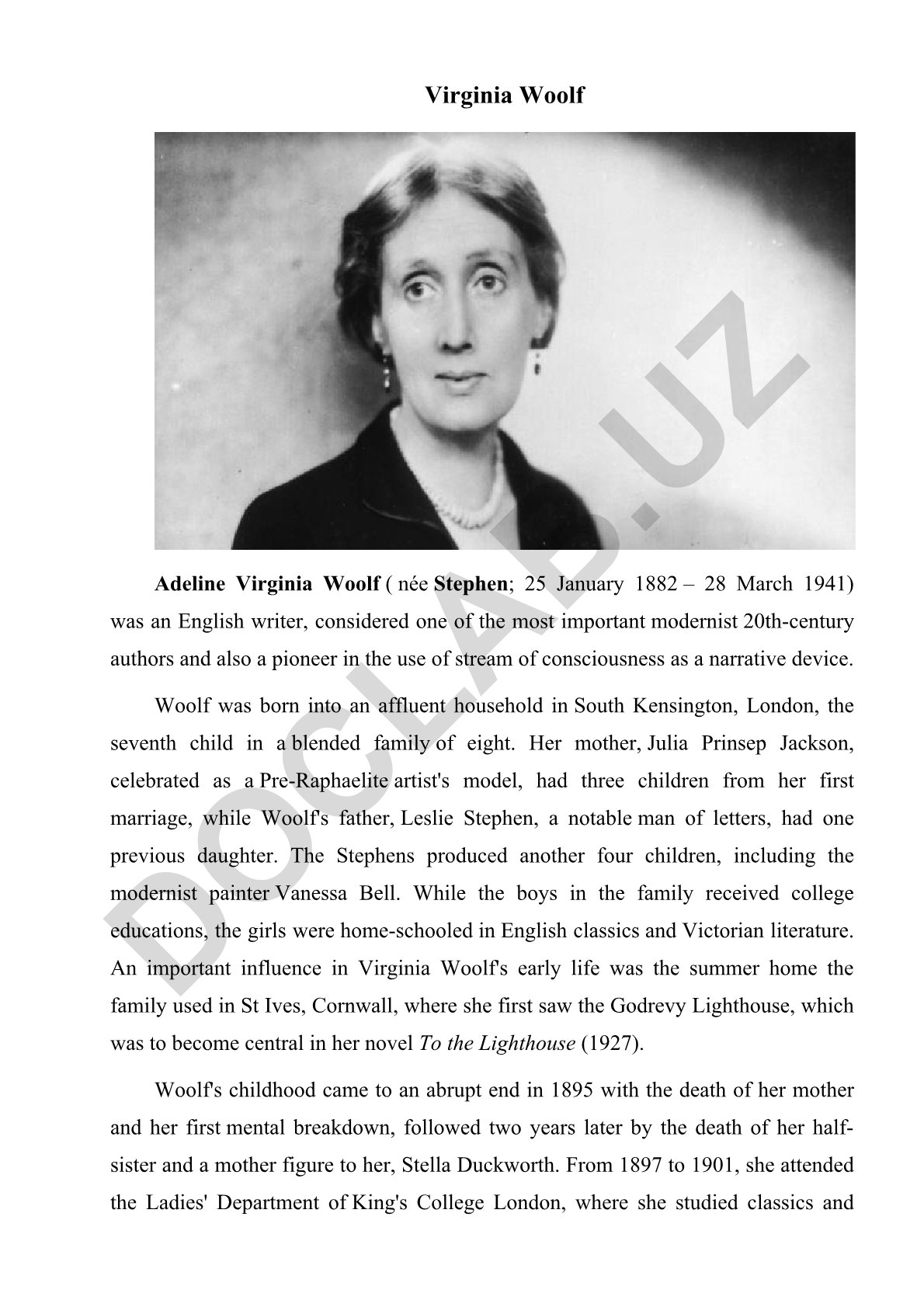 Virginia Woolf: Modernist author and stream of consciousness pioneer