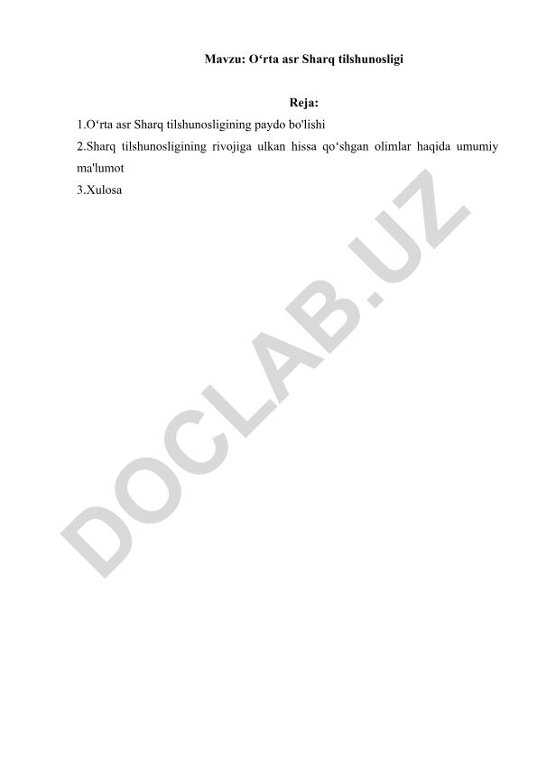 Oʻrta asr Sharq tilshunosligi