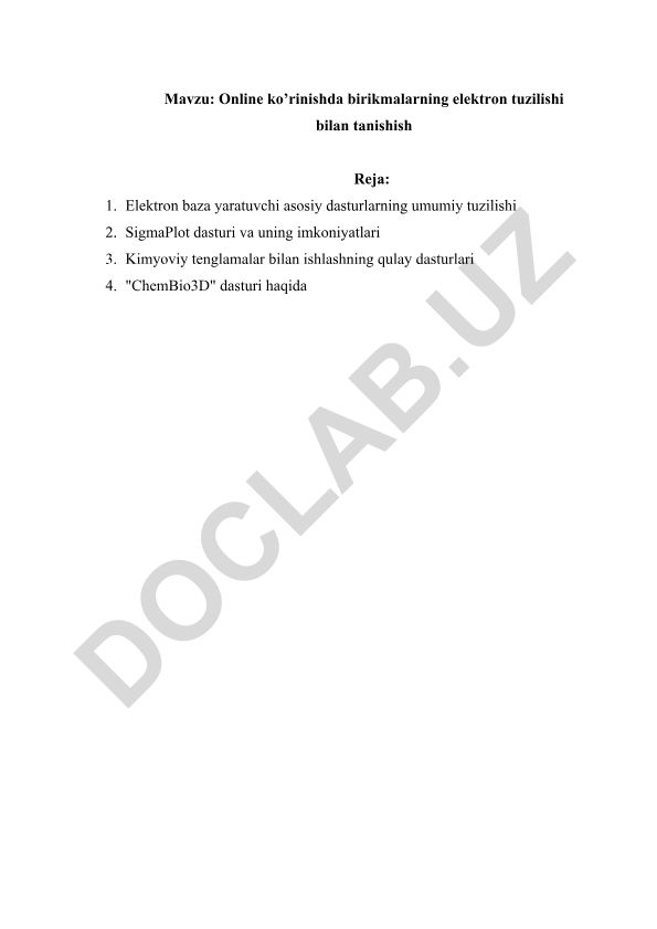 Online ko’rinishda birikmalarning elektron tuzilishi bilan tanishish
